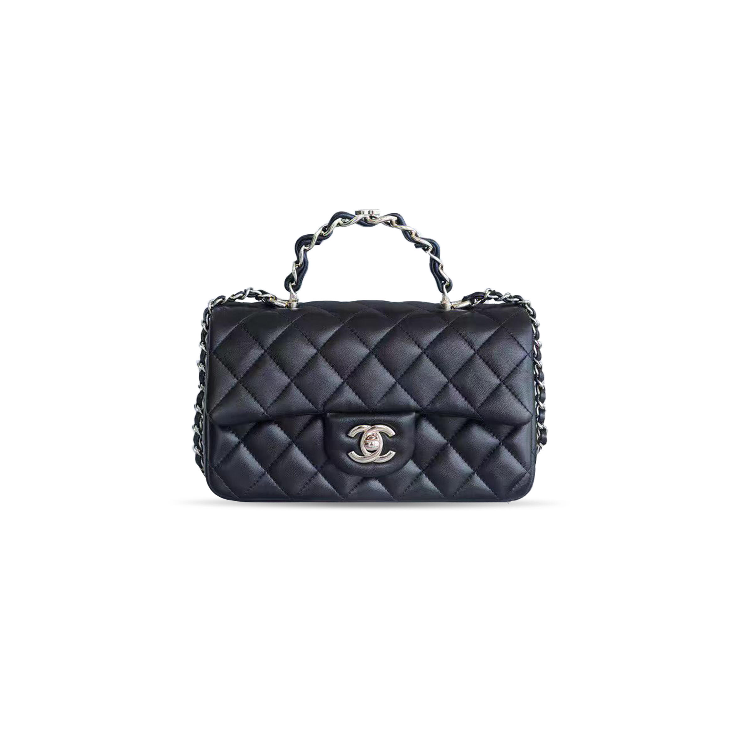 Ch**el 24k grey top handle bag (20*12*6cm)